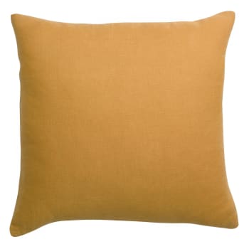 Zeff - Coussin uni  en lin ocre 45 x 45