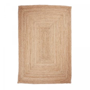 Nature - Tapis en jute tissé à la main motif uni, beige 160x230