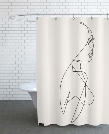 Femme i - Rideau de douche en polyester en blanc ivoire & noir 150x200