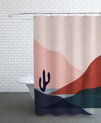 Desert - Rideau de douche en polyester en gris & rose 150x200