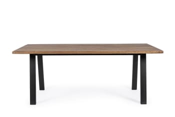 OSLO - Tavolo in legno con piedi in metallo da giardino nero 200 x 100 cm