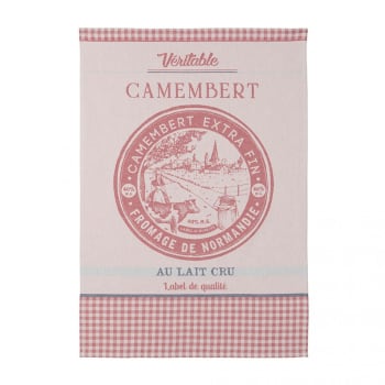 Veritable camembert - Torchon en jacquard de coton rouge 50x75