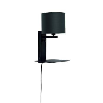 FLORENCE - Applique noire avec tablette et abat-jour noir H42cm