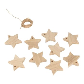 ÉTOILES - Ghirlanda di legno 10 stelle + corda