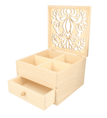 BOIS - Boîte à bijoux bois à décorer 16x16x10cm