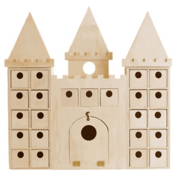 CHÂTEAU - Calendrier de l'Avent château en bois à décorer 42x42cm