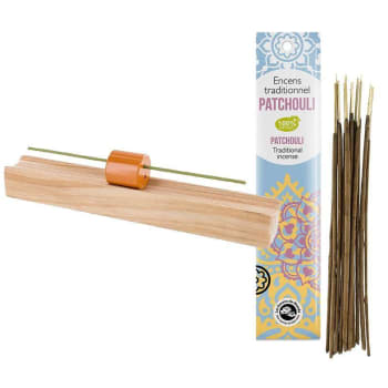 HINOKI - Porta incenso in legno prezioso Hinoki + Incenso indiano con Patchouli