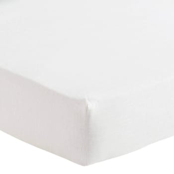 MAINE - Drap housse en lin blanc 180x200