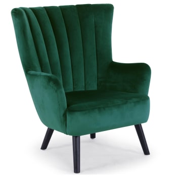 Fauteuil Cabriolet Velours Vert Foncé Avec Repose-pieds Assorti - Neuf Sous Emballage