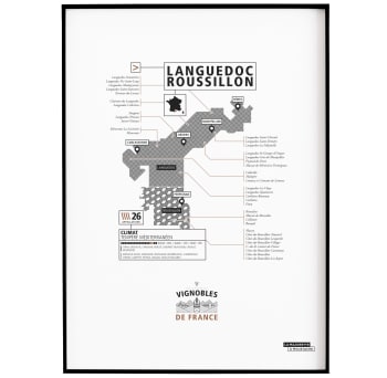 Affiche d'art vignoble du Languedoc-Roussillon 30 X 40 cm