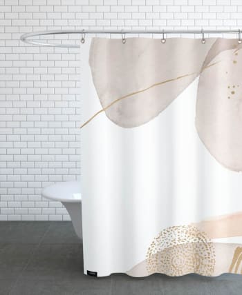 Beneath the surface ii - Rideau de douche en polyester en blanc ivoire & rose 150x200