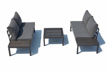 Lolea - Gartenmöbel 4 Plätze aus Aluminium und dunkelgrauem Stahl