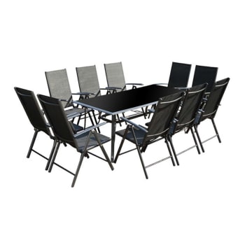 Rimini - Set tavolo da giardino e 10 sedie in alluminio