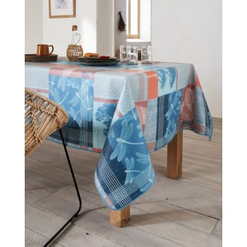 Nappe 140x140 bleu en coton LONETA