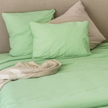 Cap ferret - Taie d'oreiller en coton lavé vert clair 65x65 cm