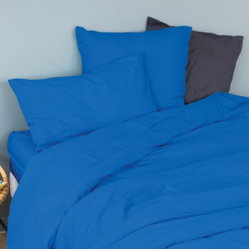Taie d'oreiller en coton lavé bleu encre 65x65 cm
