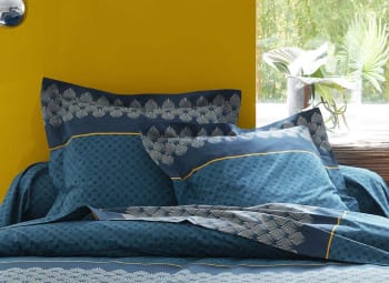 Taie d'oreiller  "art déco" coton bleu 65x65 cm