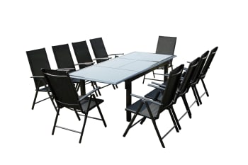 Ravenne - Table de jardin et 10 chaises en aluminium gris