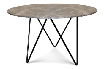 Grimaud - Table ronde en métal noir et marbre gris