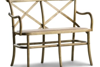 Pampelune - Banc en bois et tresse beige