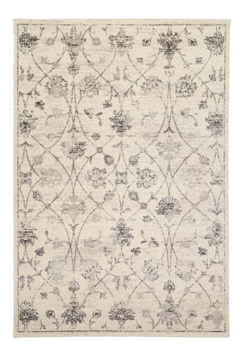 FLORAL - Tapis design contemporain floral gris 160x230