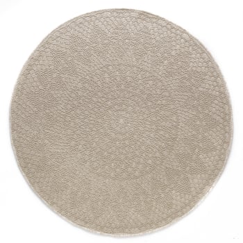 CROCHET - Alfombra redonda escandinava de ganchillo beige 192x192, oeko-tex®