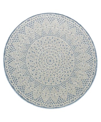 Tappeto rotondo tessuto bianco in iuta e cotone 180 cm Mandala