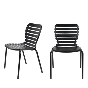 Vondel - Lot de 2 chaises de jardin en métal noir