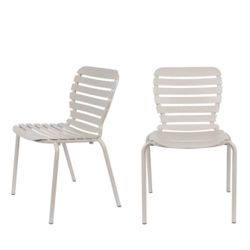 Vondel - Lot de 2 chaises de jardin en métal beige