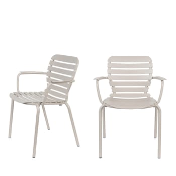 Vondel - Lot de 2 fauteuils de jardin en métal beige