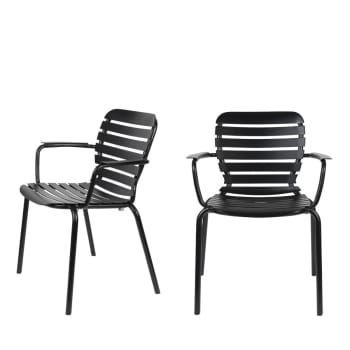 Vondel - Lot de 2 fauteuils de jardin en métal noir