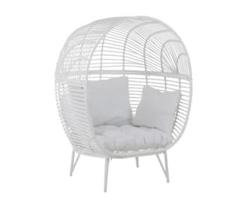 SEVILLA - Grand fauteuil boule extérieur avec coussin Blanc