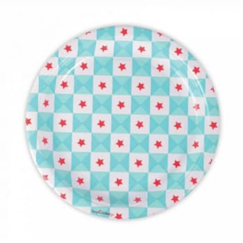 ÉTOILES - 8 platos de papel - geométricos con estrellas azules