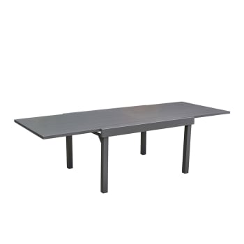 Modulo - Ausziehbarer Gartentisch aus grauem Aluminium mit 6/10 Plätzen