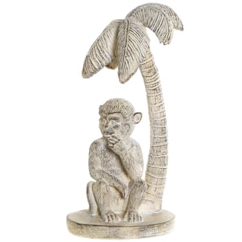 SINGE - Statuette singe et palmier H29cm
