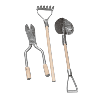 OUTILS - 3 mini outils de jardin métal-bois 9-13cm