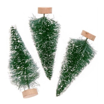 SAPINS - Lot de 3 sapins de Noël en bois vert 7cm