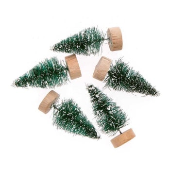 SAPINS - Lot de 5 sapins de Noël en bois vert 5cm