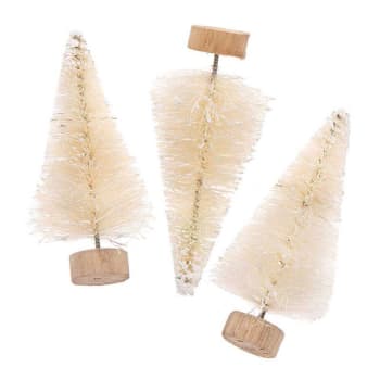 SAPINS - Lot de 3 sapins de Noël en bois blanc 7cm