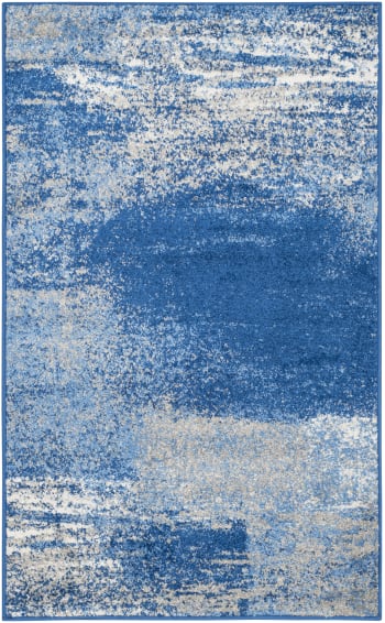 Adirondack - Tapis de salon interieur en argent & bleu, 91 x 152 cm