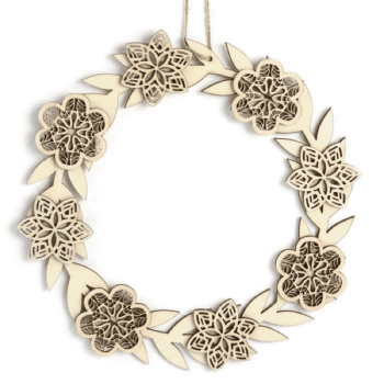 FLEURS - Decoración de madera colgante 22 x 22 cm - corona de flores