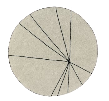LIGNES - Tapis coton rond lignes graphiques beige D160
