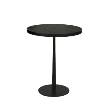 Bistro - Table de bistrot ronde en bois et métal D50cm noir