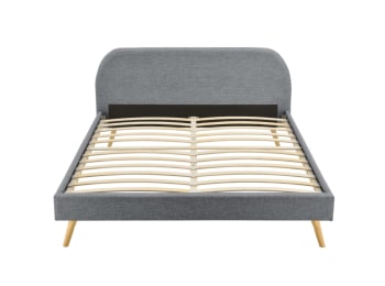 MOBY - Cadre de lit avec sommier à lattes en tissu - Gris - 160 cm