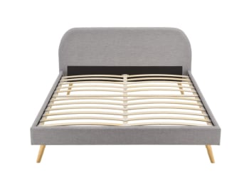 MOBY - Cadre de lit avec sommier à lattes en tissu - Gris - 140 cm