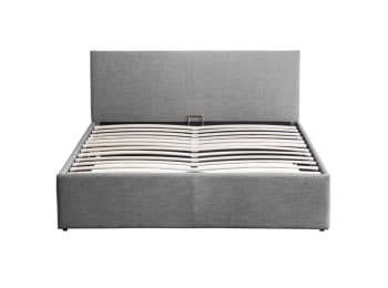 EDGAR - Cadre de lit avec sommier relevable à latte - Gris - 140 cm