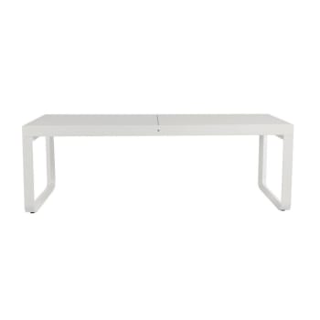 Bongao - Table extérieur aluminium extensible plateau en verre 12 places blanc