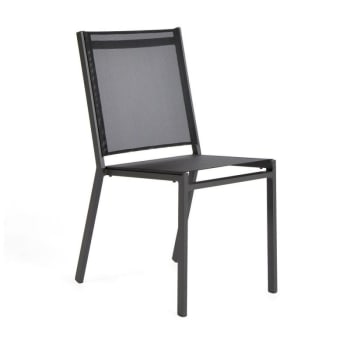 Egine - Chaise de jardin empilable aluminium et textilène gris anthracite