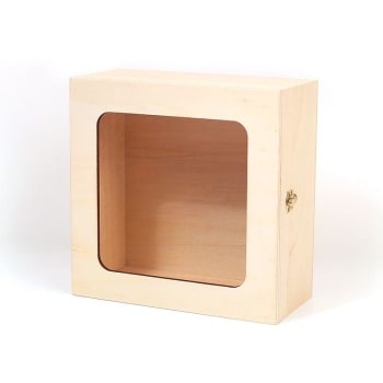 BOIS - Caja de madera con ventana 21 x 21 x 10 cm