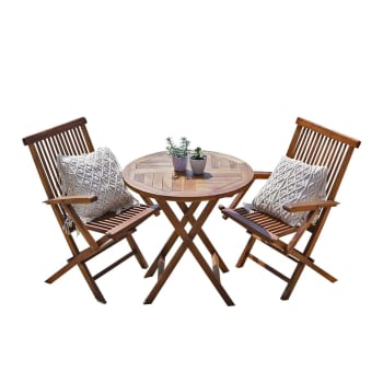 Table ronde pliante ensemble jardin 90cm + 4 chaises directeur brut - Java  Light - Kerama